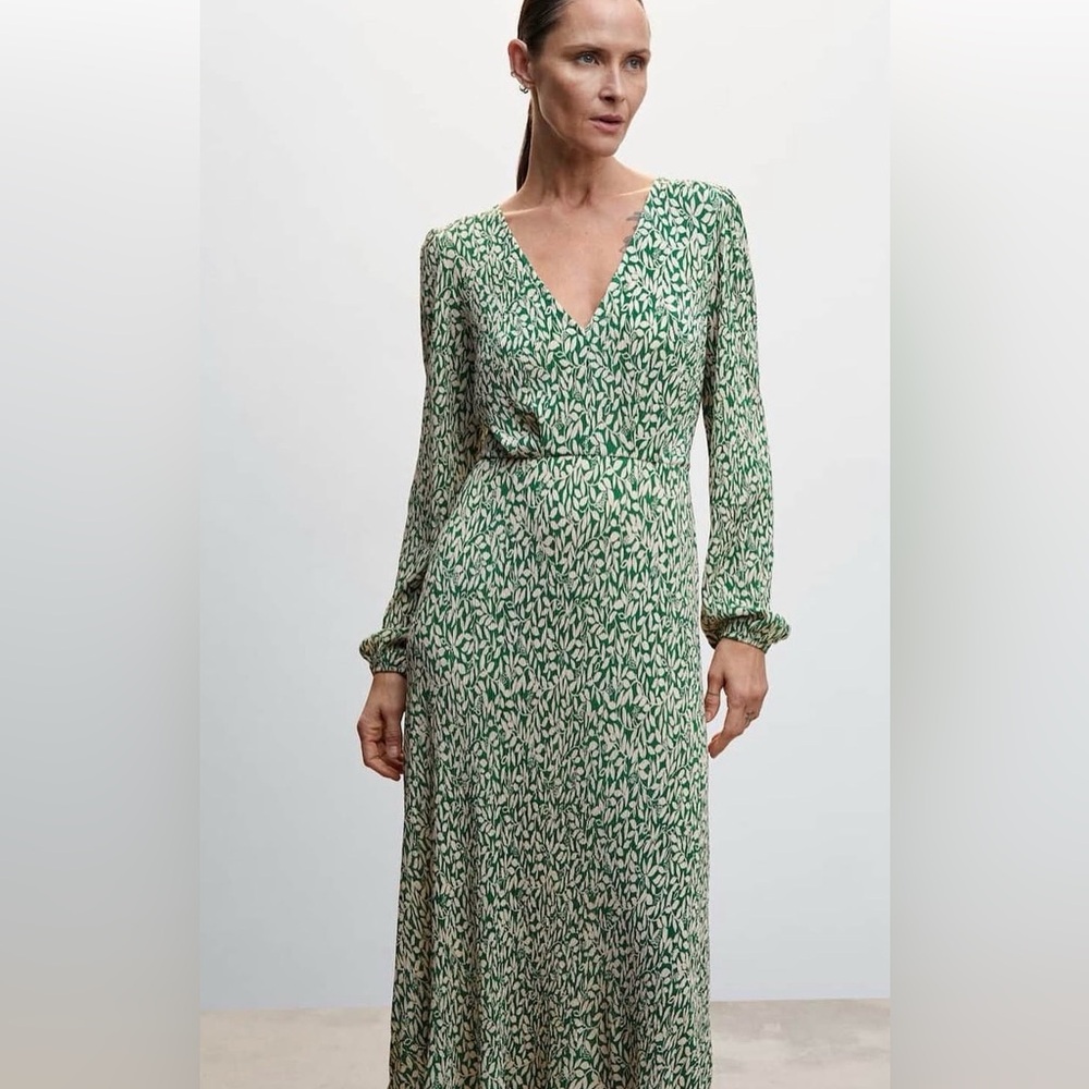 Mango Print Long Sleeve Dress size 4